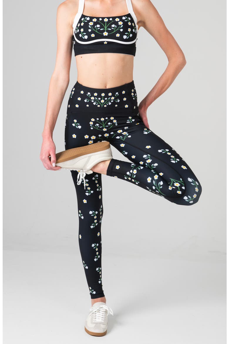 Night Garden High-Waisted Leggings, Alternate, color, Black