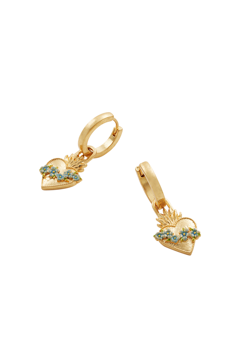 Sacred Heart Huggie Earrings, Alternate, color, Gold