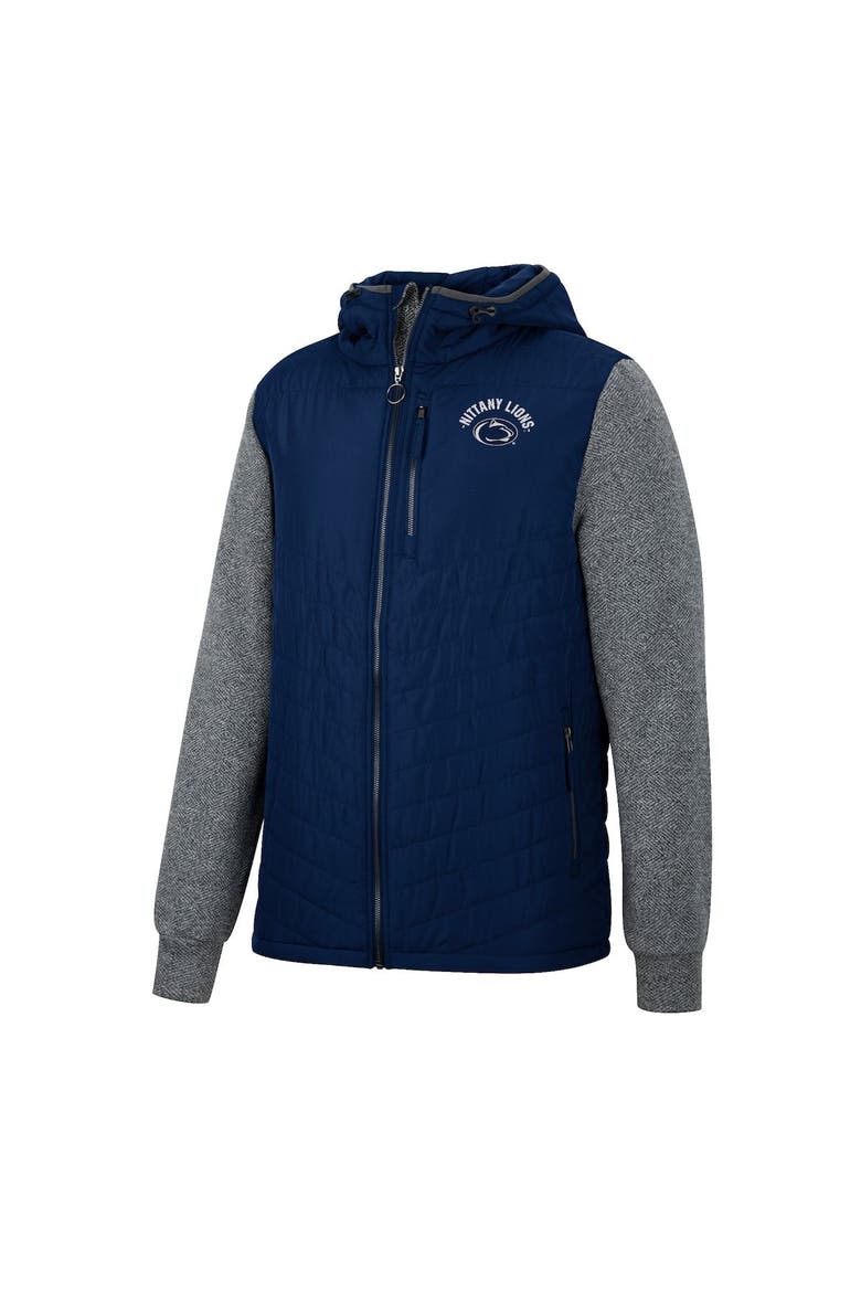 Men's Colosseum Navy Penn State Nittany Lions Course Herringbone Full-Zip Hoodie, Alternate, color, Navy