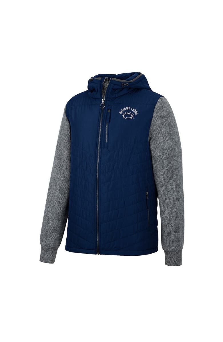 COLOSSEUM Men's Colosseum Navy Penn State Nittany Lions Course Herringbone Full-Zip Hoodie, Alternate, color,