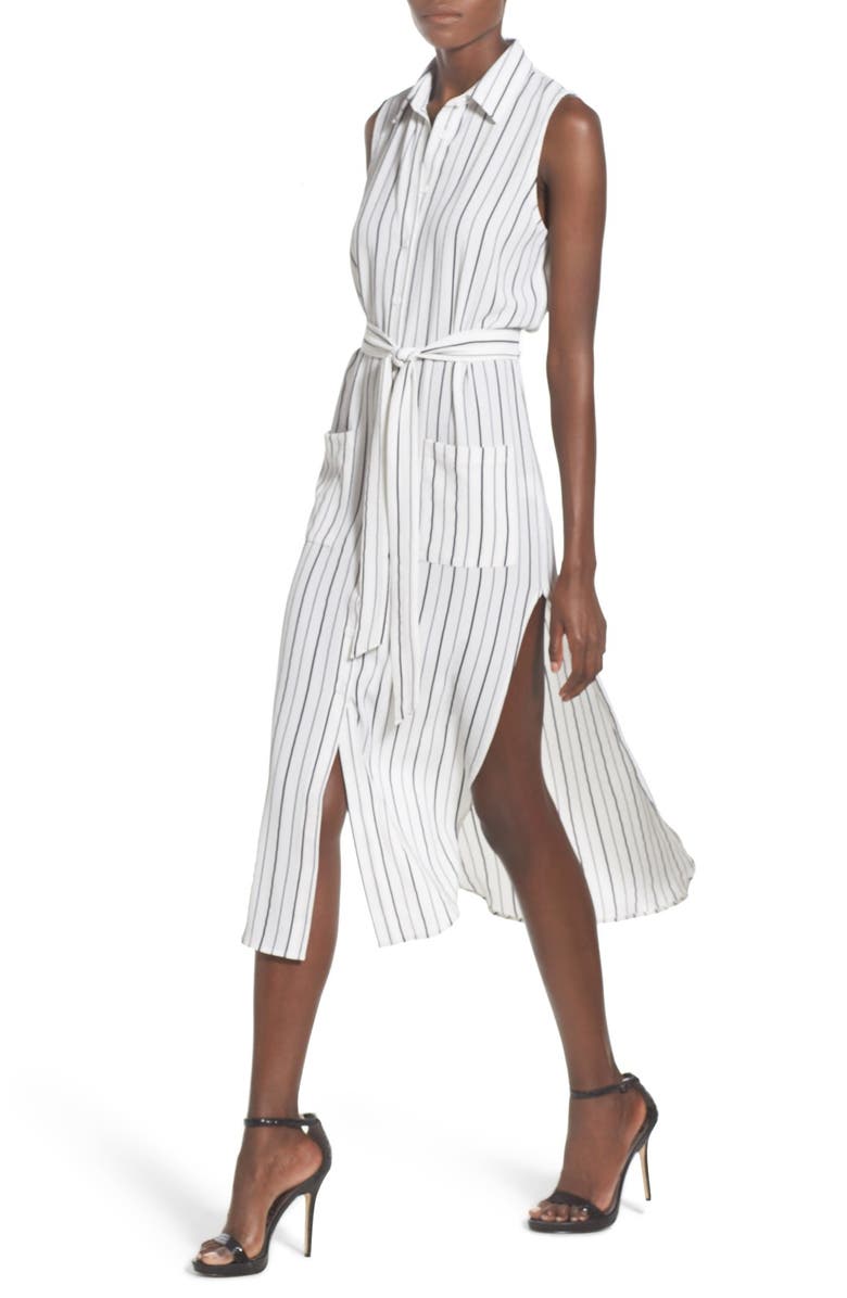 Glamorous Stripe Sleeveless Midi Shirtdress, Alternate, color,