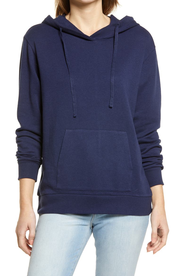 French Terry Pullover Hoodie, Main, color, NAVY PEACOAT