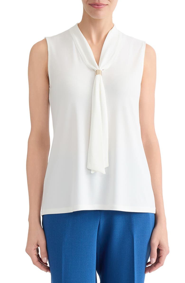 KASPER Tie Neck Sleeveless Top, Main, color, Vanilla Ice