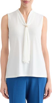 KASPER Tie Neck Sleeveless Top