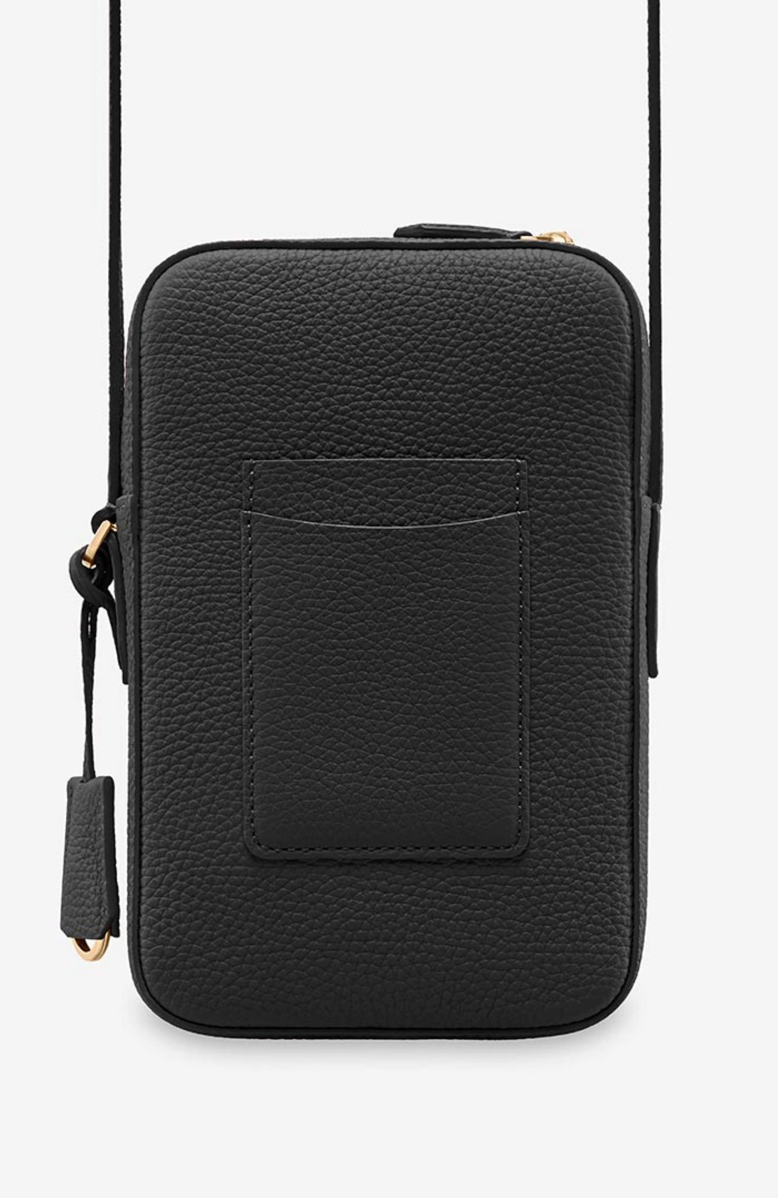 MAISON de SABRÉ Leather Zip Phone Pouch, Alternate, color, Black Caviar