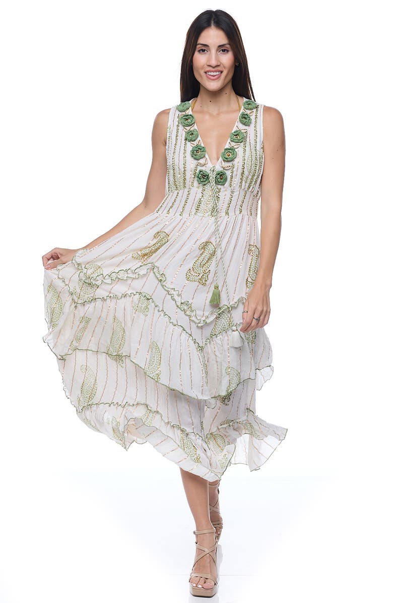 RANEES Embellished Cotton Cover-Up Maxi Dress, Alternate, color, White