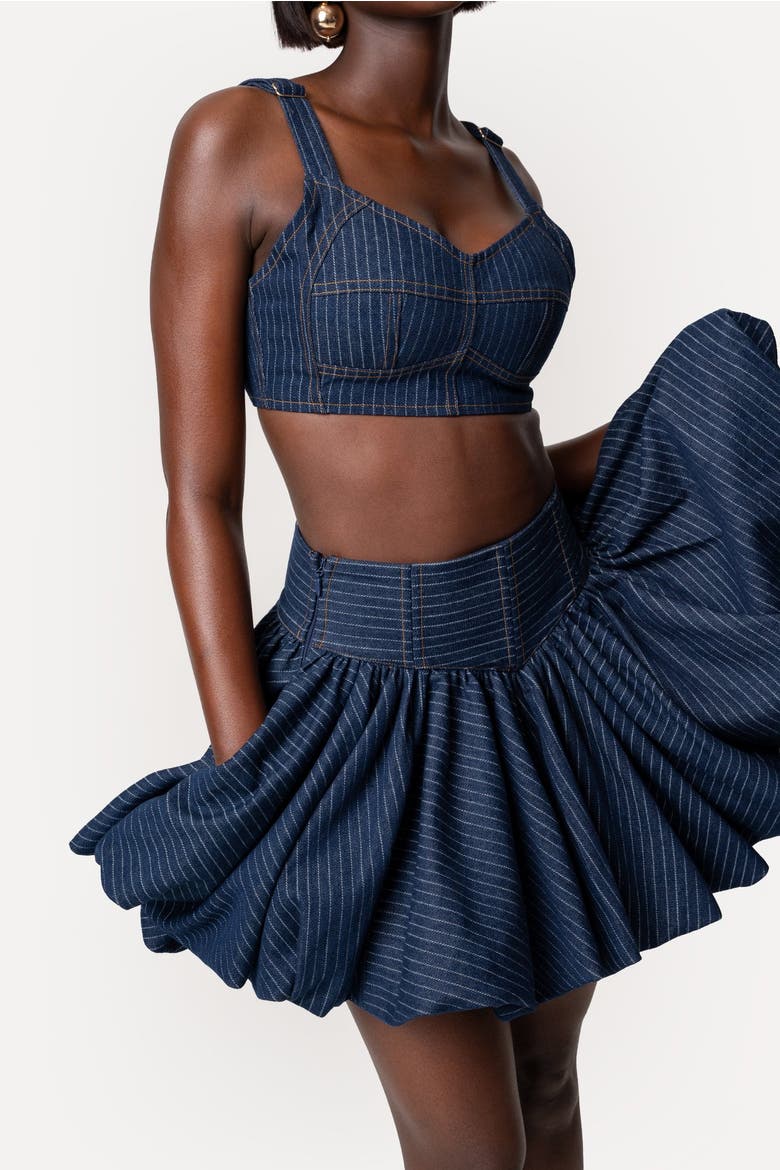 Rumi Bubble Mini Skirt, Alternate, color, Denim