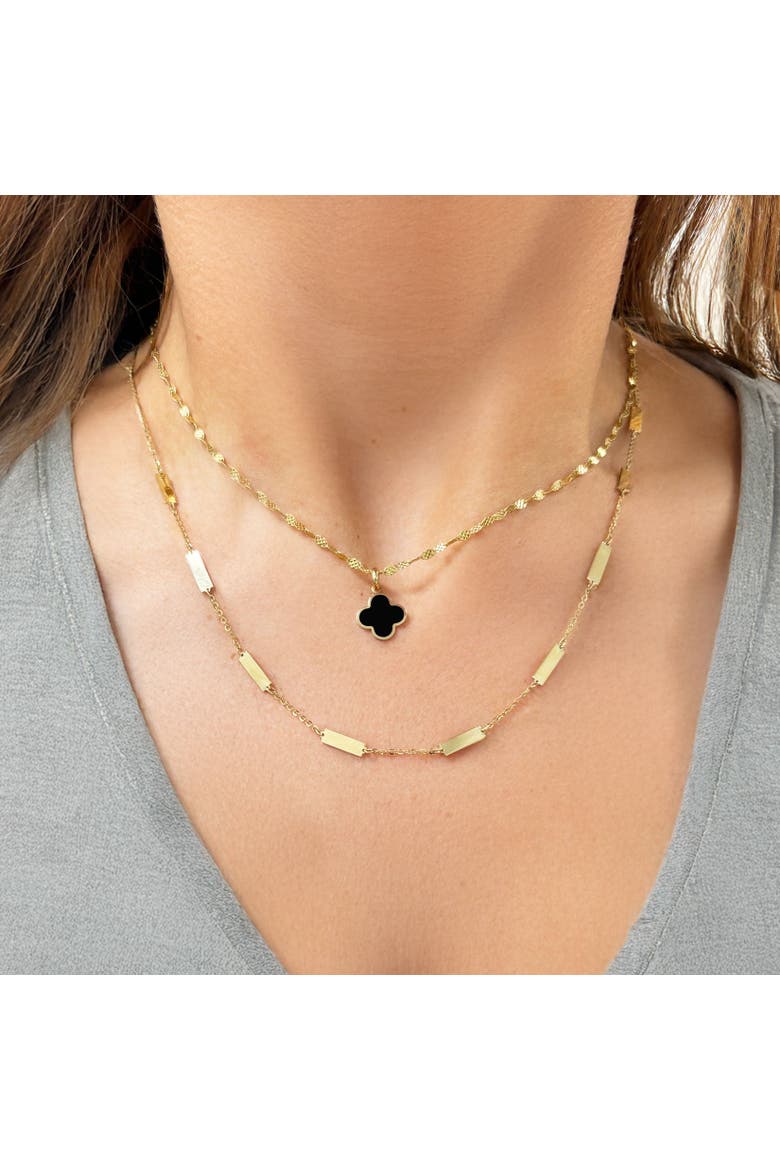 Onyx Clover Charm, Alternate, color, Onyx
