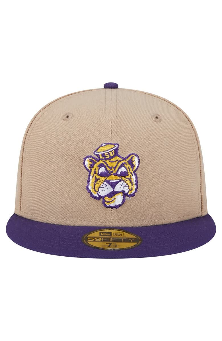 New Era Men's New Era  Khaki LSU Tigers Throwback Two-Tone 59FIFTY Fitted Hat, Alternate, color, Khaki