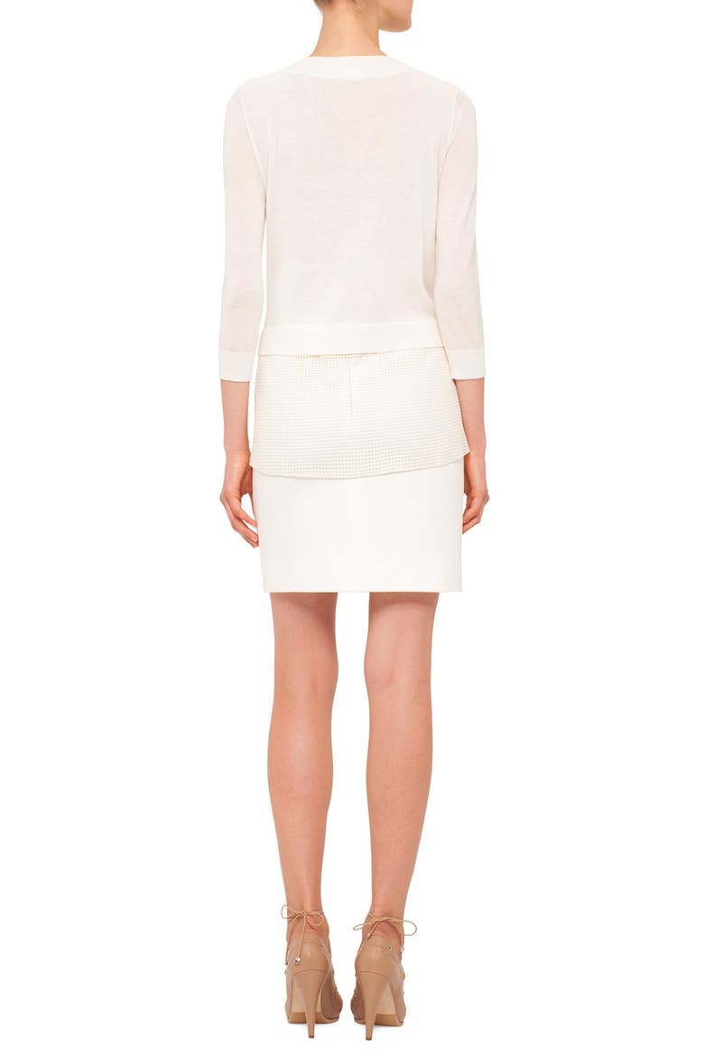Mesh Hem Cotton Blend Sweater, Alternate, color, CREAM