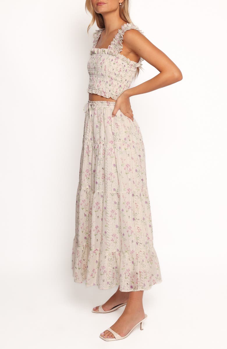 Petal & Pup Amberlyn Embroidered Tiered Maxi Skirt, Alternate, color, Pink Floral