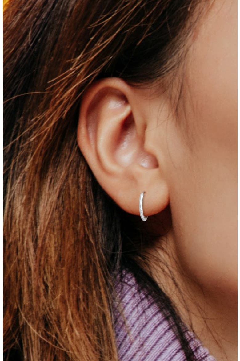 14K White Gold 11mm Hoop Earrings, Alternate, color, WHITE GOLD