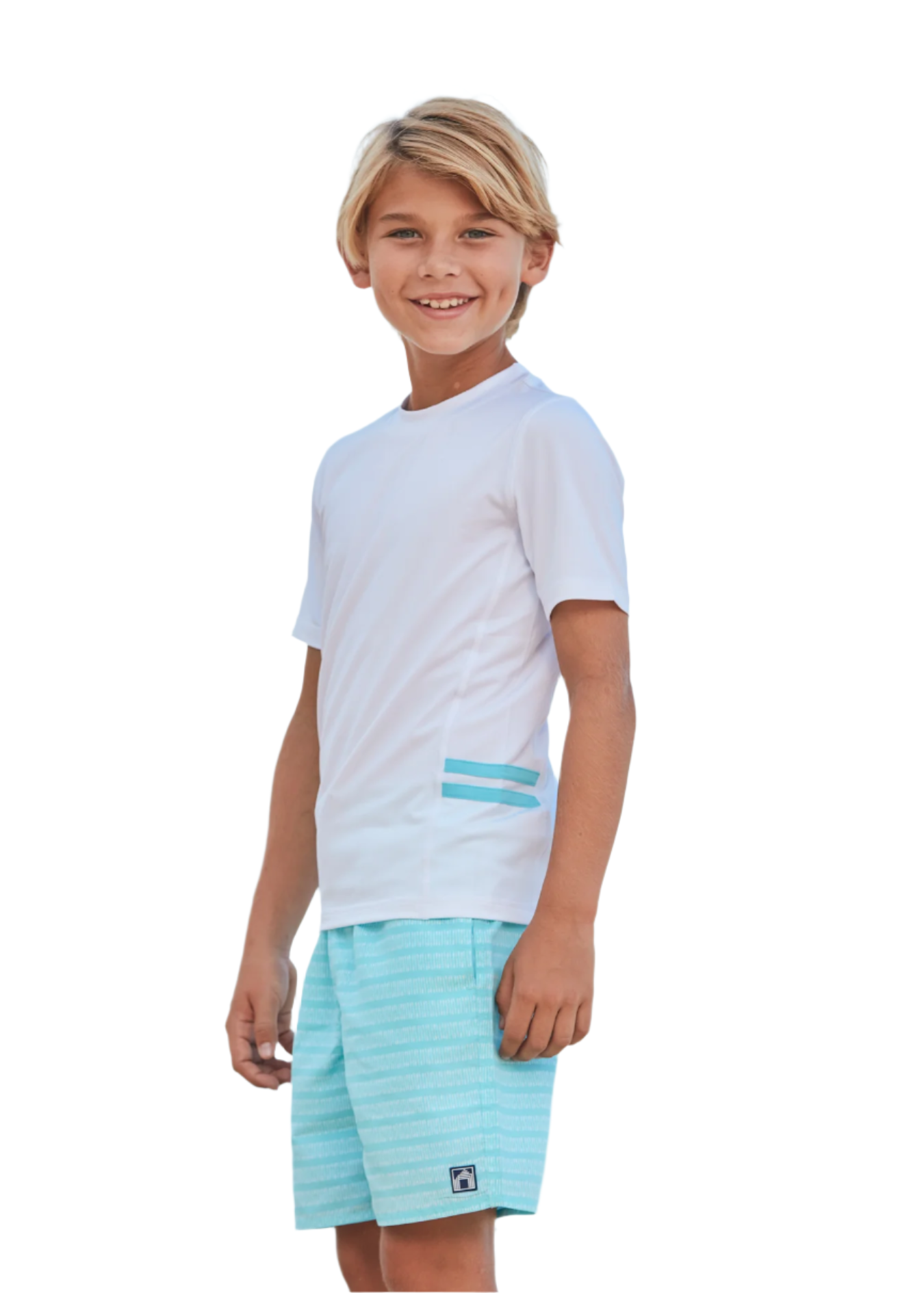 Cabana Life Boys Short Sleeve Rashguard in White 