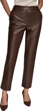 Donna Karan New York Faux Leather Ankle Slim Fit Pants