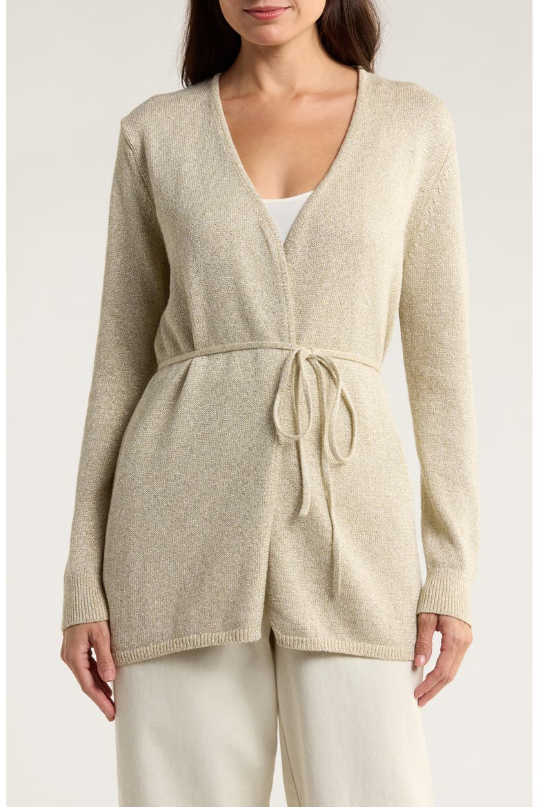 Solstice Bay Belted Cardigan, Main, color, SOFT GOLD