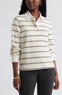 Caslon® Stripe Long Sleeve Rugby Polo