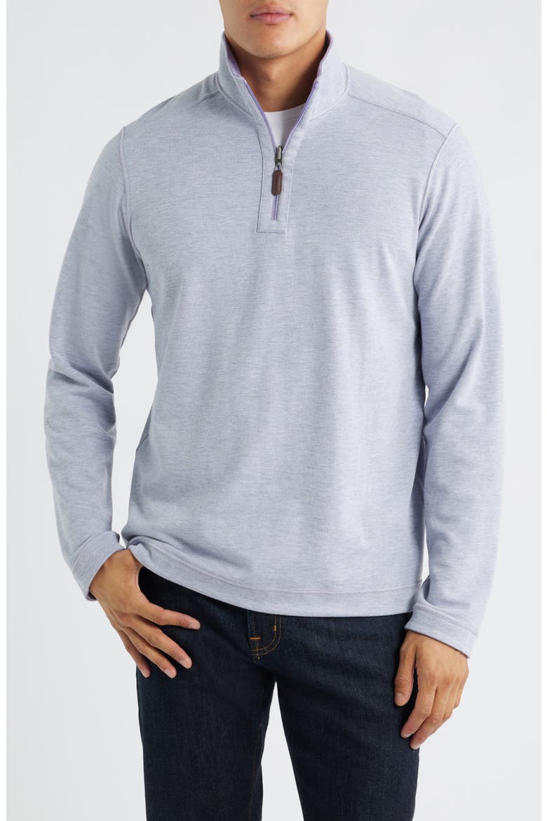 Icon Reversible Cotton Blend Quarter Zip Pullover, Alternate, color, PURPLE/ STORM