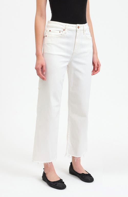 Daze Sun Raw Hem High Waist Crop Straight Leg Carpenter Jeans In White