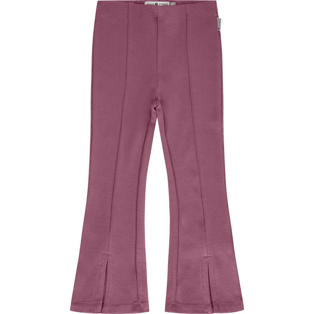 Stains And Stories By Babyface Ribbed Flared Leggings In Burgundy