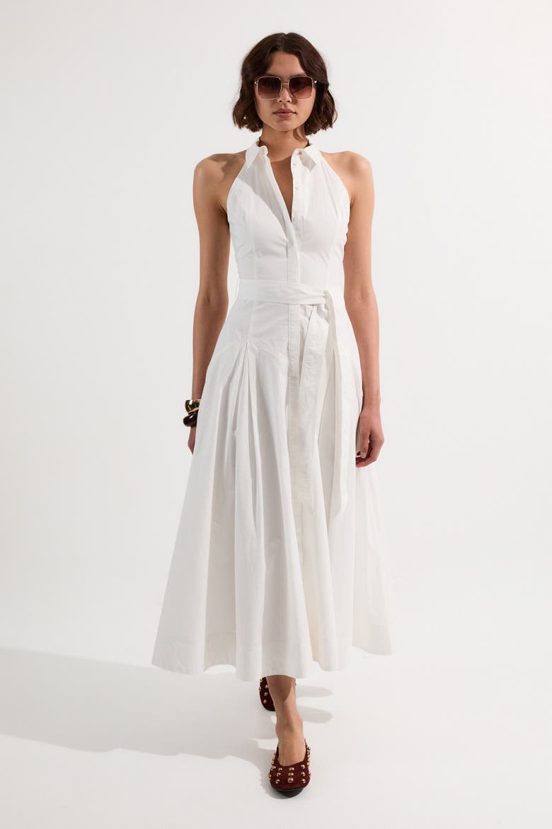 Midi Shirt Dress With Dropped Waist, Main, color, White