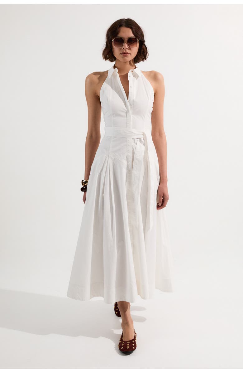 Karen Millen Midi Shirt Dress With Dropped Waist, Main, color, White