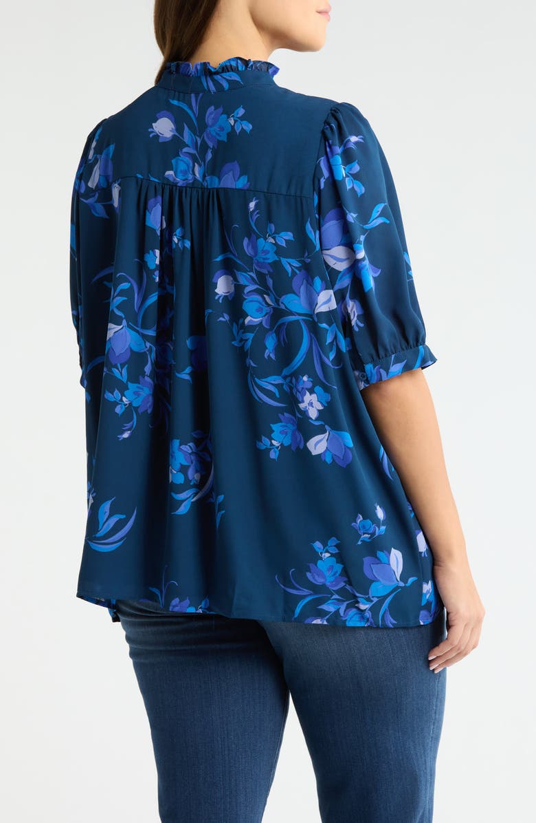 SUGARLIPS Niva Floral Elysia Pleated Top, Alternate, color, Navy-Blues