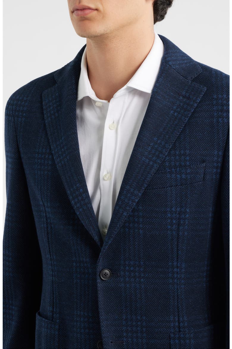 Hanry Slim Fit Plaid Knit Cotton Blend Sport Coat, Alternate, color, DK BU
