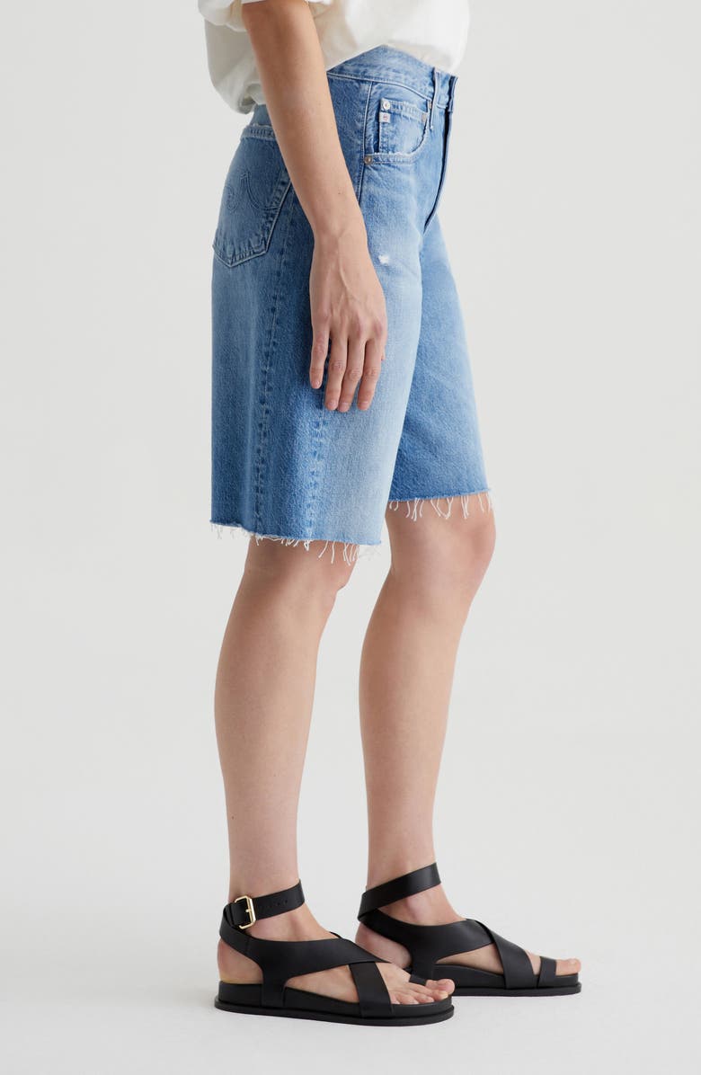 AG Hattie Raw Hem High Waist Denim Barrel Shorts, Alternate, color, 17 Years Divergent