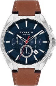 COACH Jackson Chronograph Leather Strap Watch, 44mm