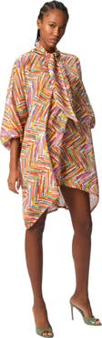 Missoni Asymmetrical Blouse In Printed Cotton And Silk Blend