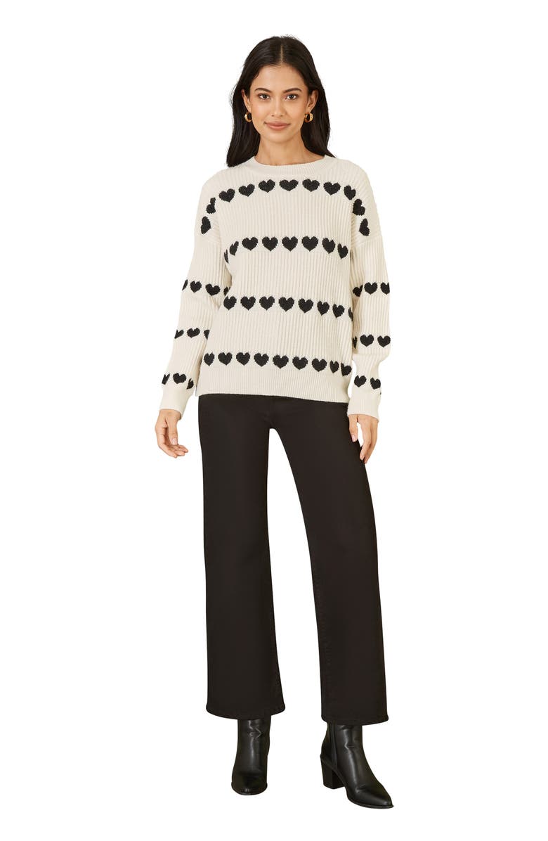 Yumi Knitted Heart Stripes Sweater, Alternate, color, Ivory