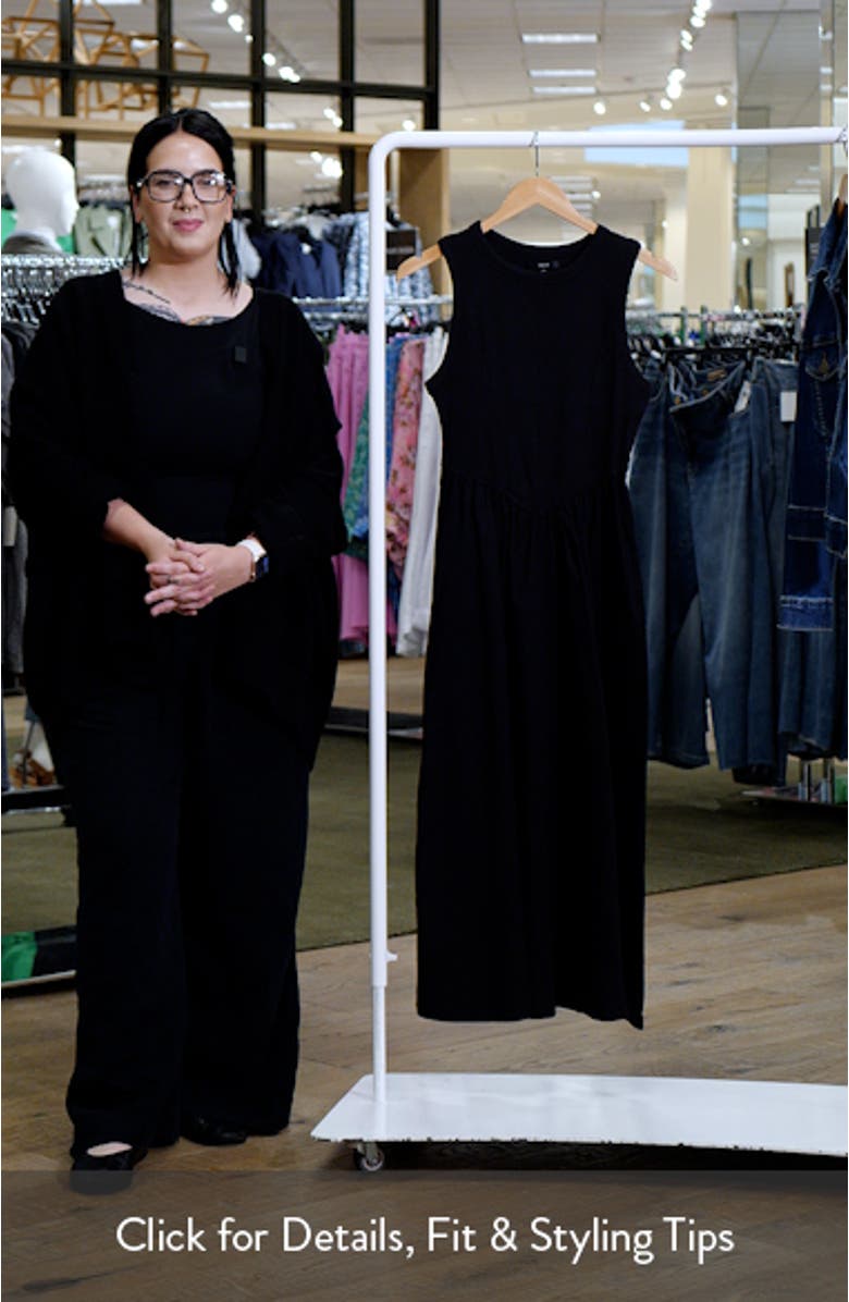 Mixed Media Cotton Blend Sleeveless Midi Dress, sales video thumbnail