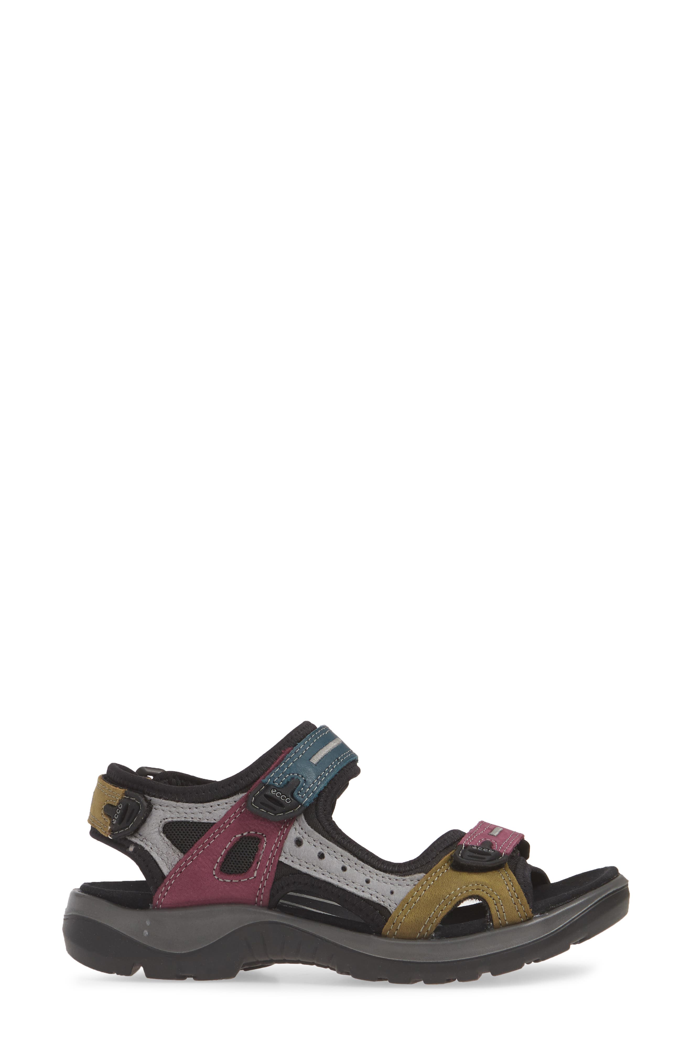 Yucatan Sandal, Alternate, color, PETROL/ AUBERGINE LEATHER