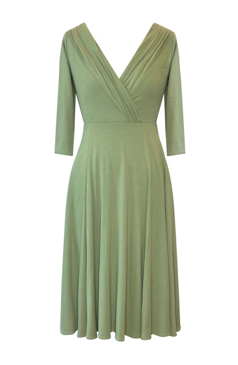 Alie Street London Annie V-Neck 3/4 Sleeve Midi Dress, Alternate, color, Pistachio