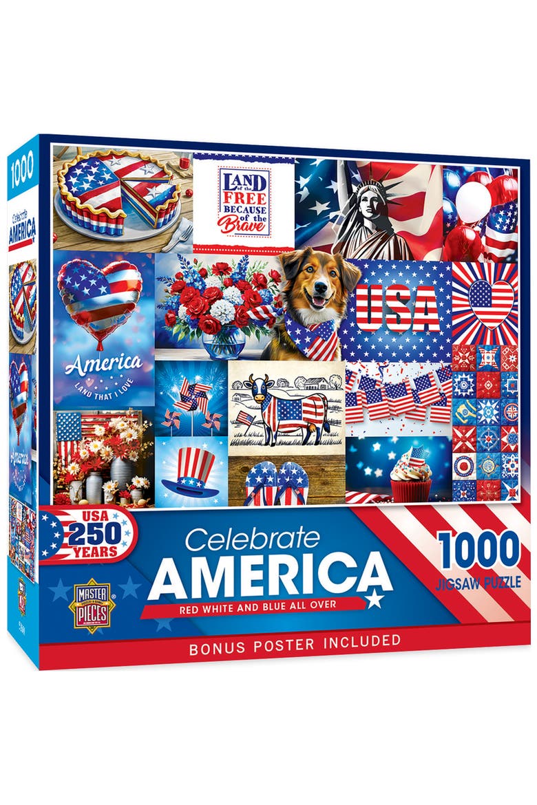 Red White & Blue All Over 1000pc Puzzle, Main, color, Multicolor