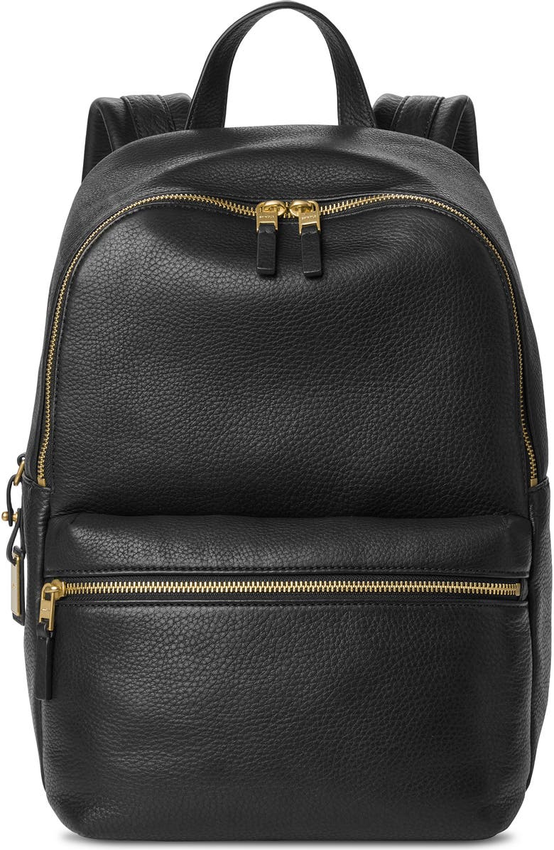 Shinola Small Runwell Leather Backpack, Main, color, Black