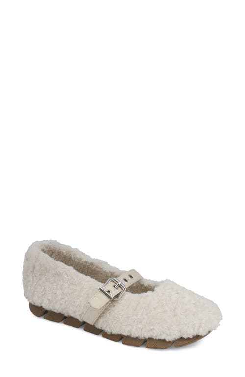 Mia Kayti Faux Shearling Mary Jane Flat In White