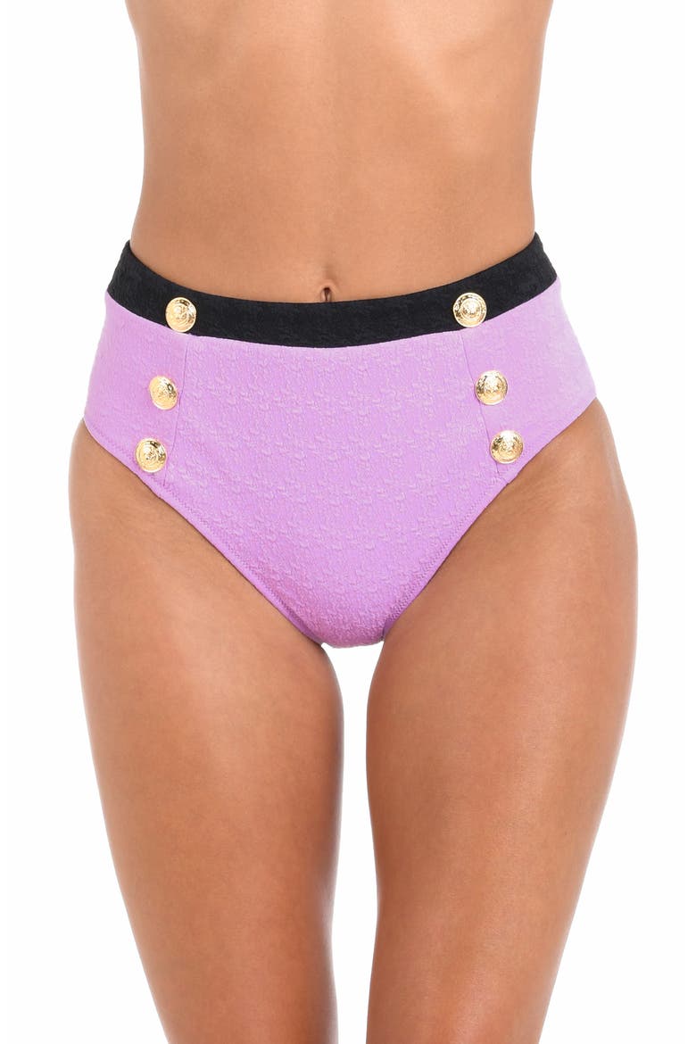 Vanessa Colorblock High Waist Bikini Bottoms, Main, color, LIGHT VIOLET