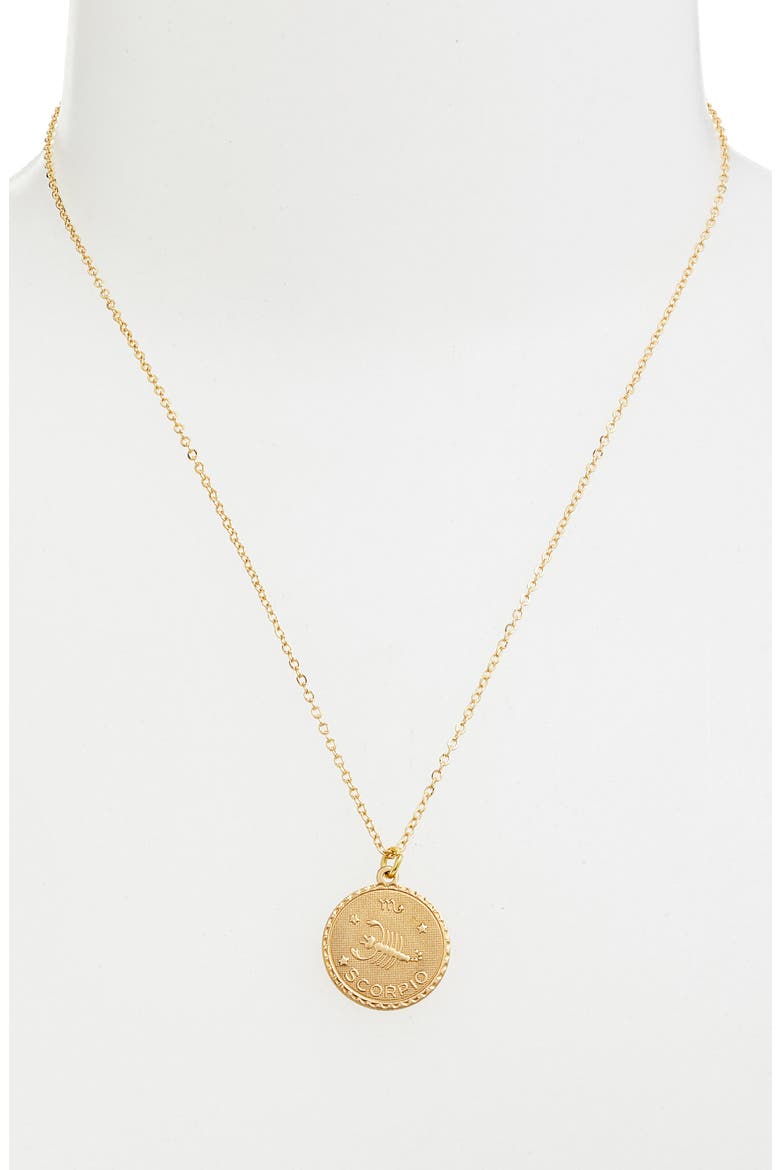 Zodiac Coin Pendant Necklace, Alternate, color, GOLD-SCORPIO