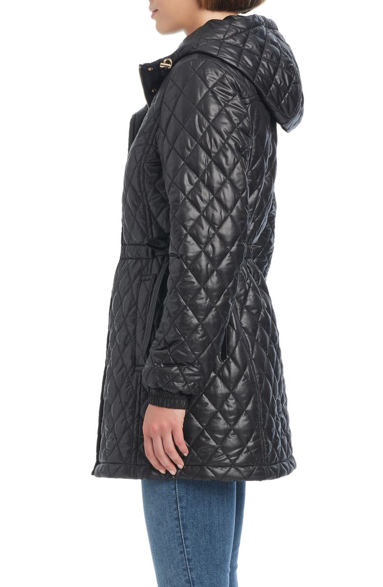 Kate Spade New York water resistant diamond quilted jacket, Alternate, color, Black