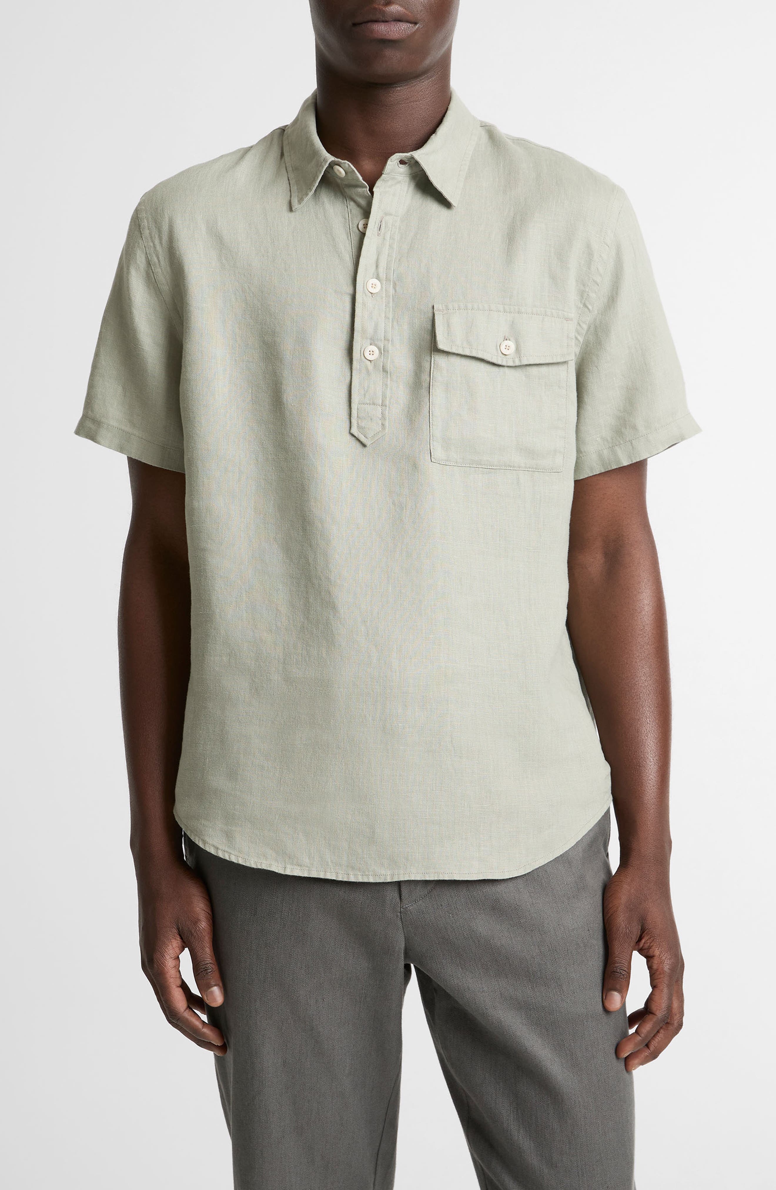 Short Sleeve Linen Popover Shirt - image 3