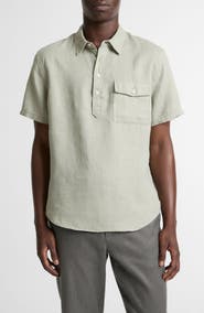 Vince Short Sleeve Linen Popover Shirt