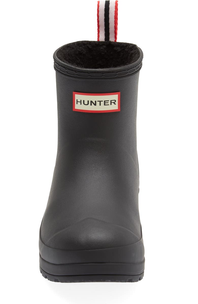 Hunter Play Short Faux Shearling Lined Waterproof Rain Boot, Alternate, color, Dark Black