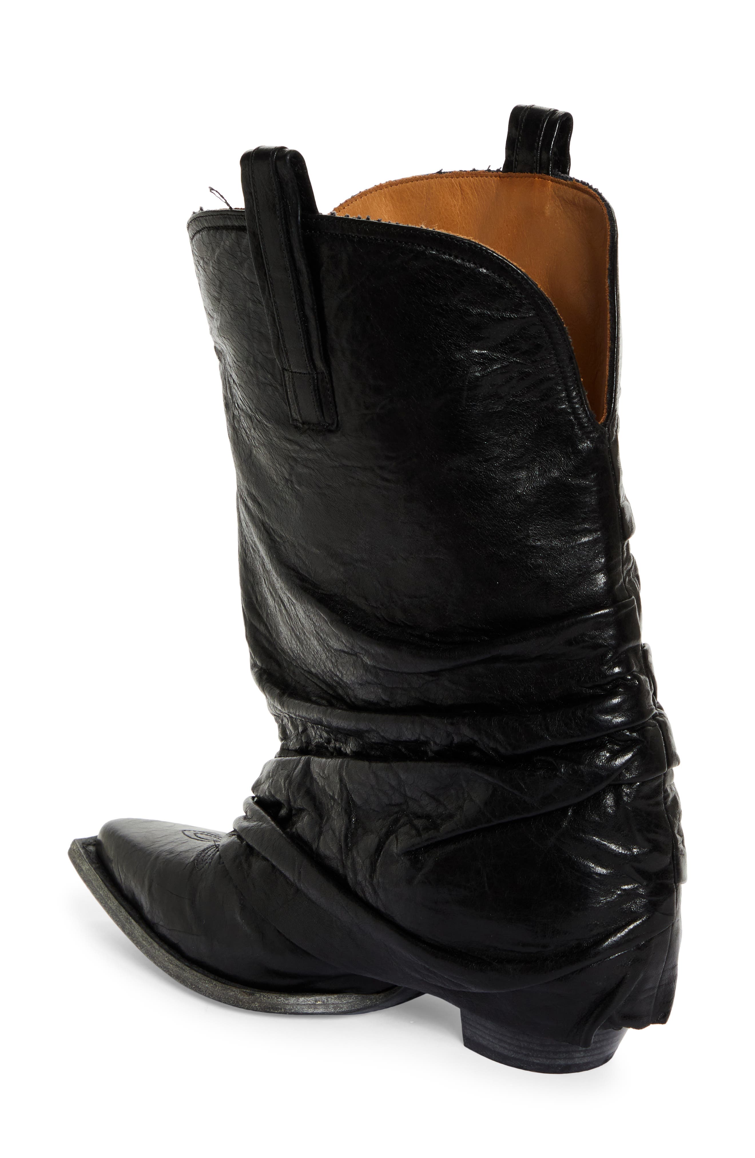 Chunky Sleeve Cowboy Boot, Alternate, color, SHINY BLACK