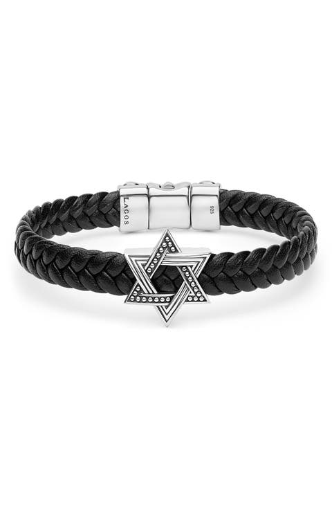 Men's Anthem Star of David Leather Bracelet