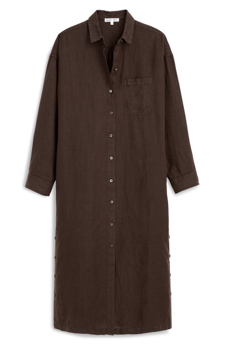 Alex Mill Kerry Linen Midi Shirtdress, Alternate, color, Dark Brown