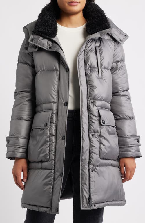 Sam Edelman Puffer Coat With Removable Hood In Gray