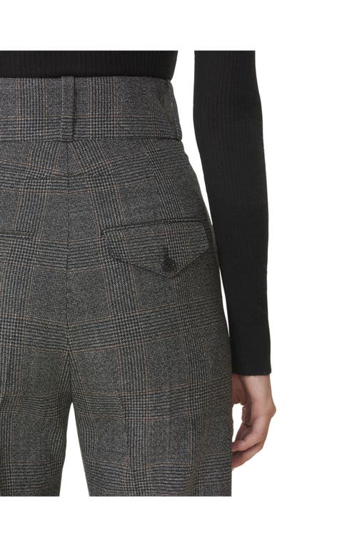 Lanvin Prince Of Wales Wool Cigarette Pants In Gray