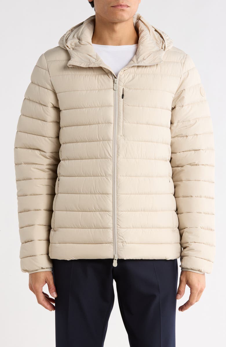 Save The Duck Marco Hooded Matte Puffer Jacket, Main, color, Rainy Beige
