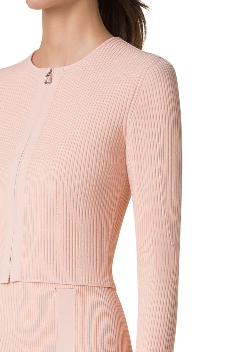 Akris Rib Zip Cardigan, Alternate, color, Peach